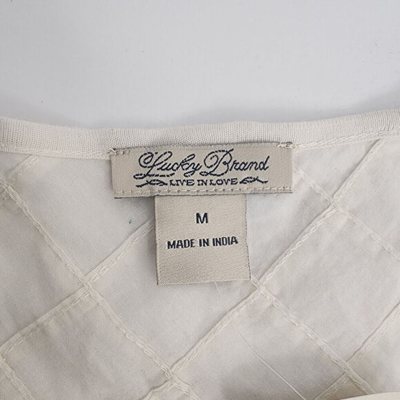 Lucky Brand Cream‎ Checkered Raised Textured Pattern Women's Size M - NWT - Picture 4 of 6